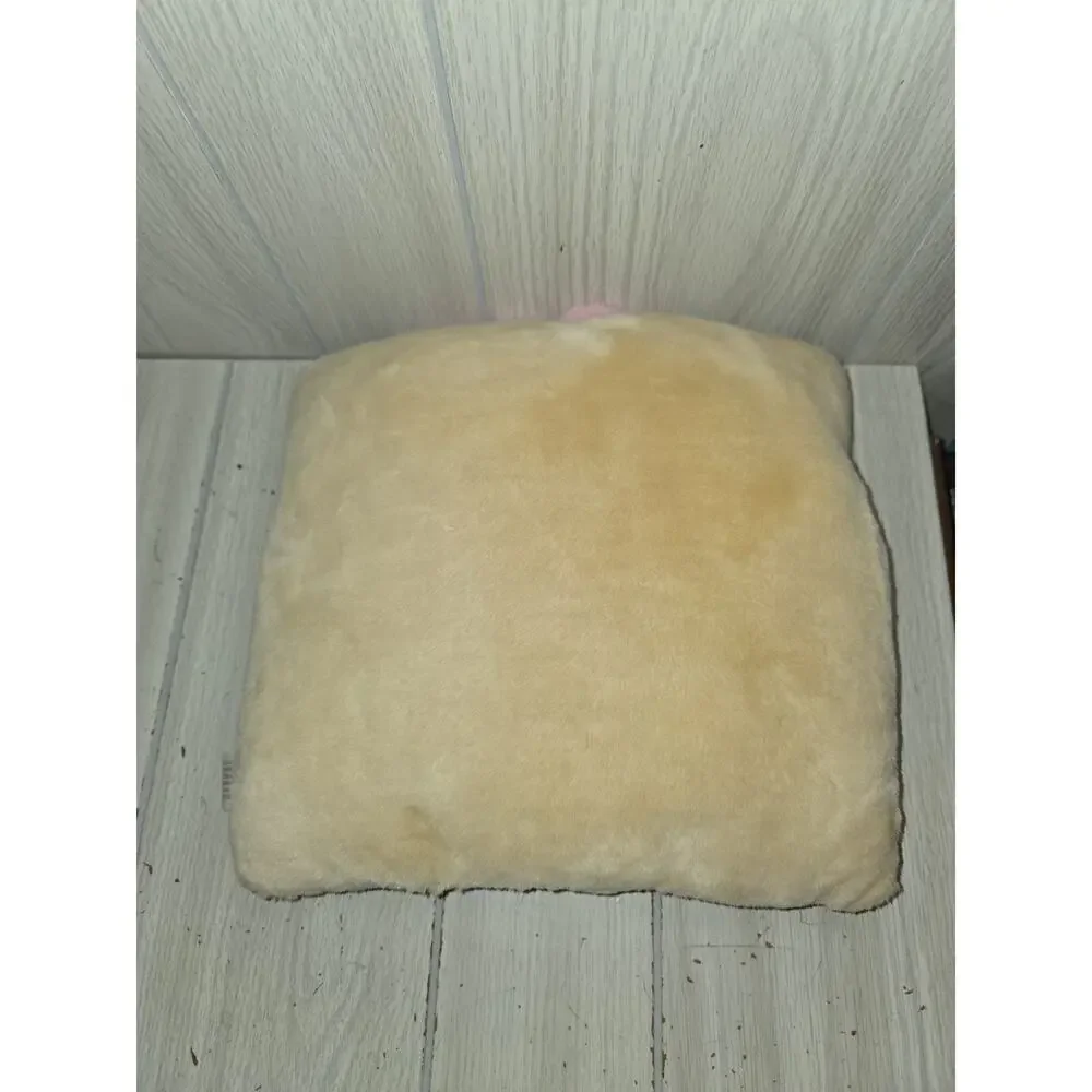 Vintage Plush Pink Mouse Square Pillow Quilted TWIE Kids Room Decor Fluffy Cute